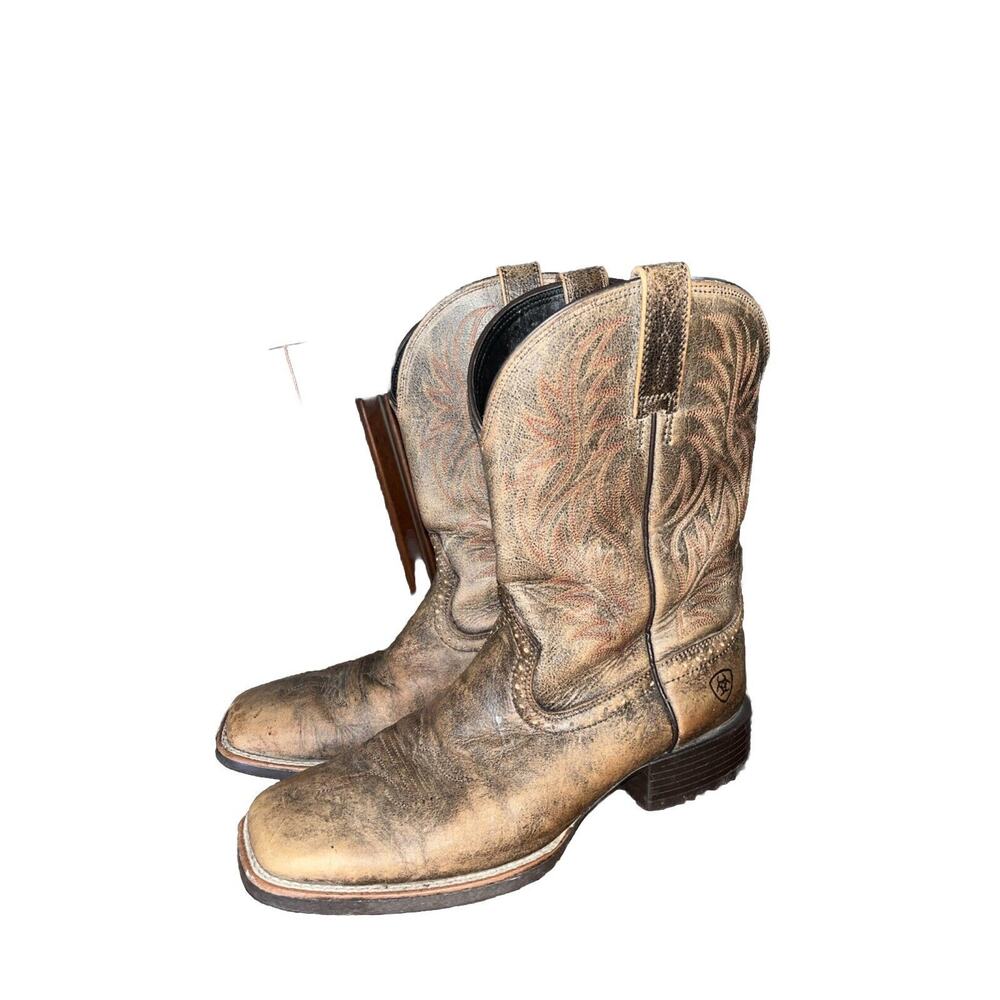 Ariat Men's Sport Distressed Western Boots Brooklyn Brown Sz 8  10019958